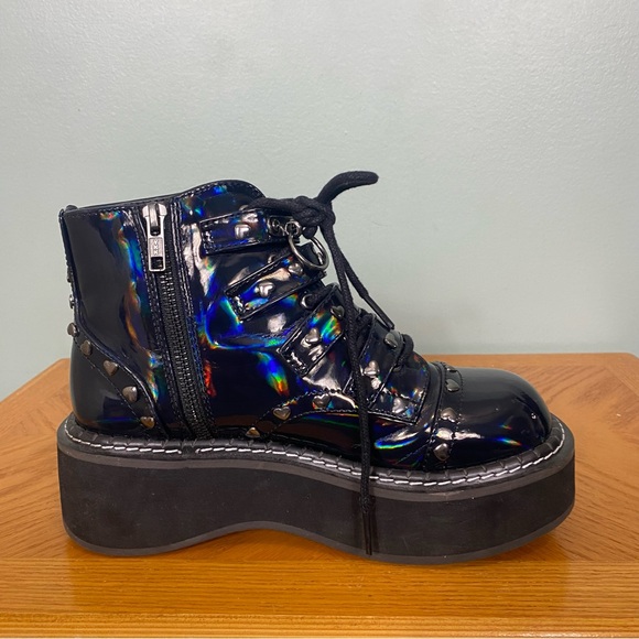 Demonia Emily 315 Platform Boots Blue Studded Size‎ 7 - Picture 4 of 10